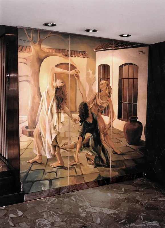 Mural al óleo sobre madera en Gavilán, próximo a avenida Gaona